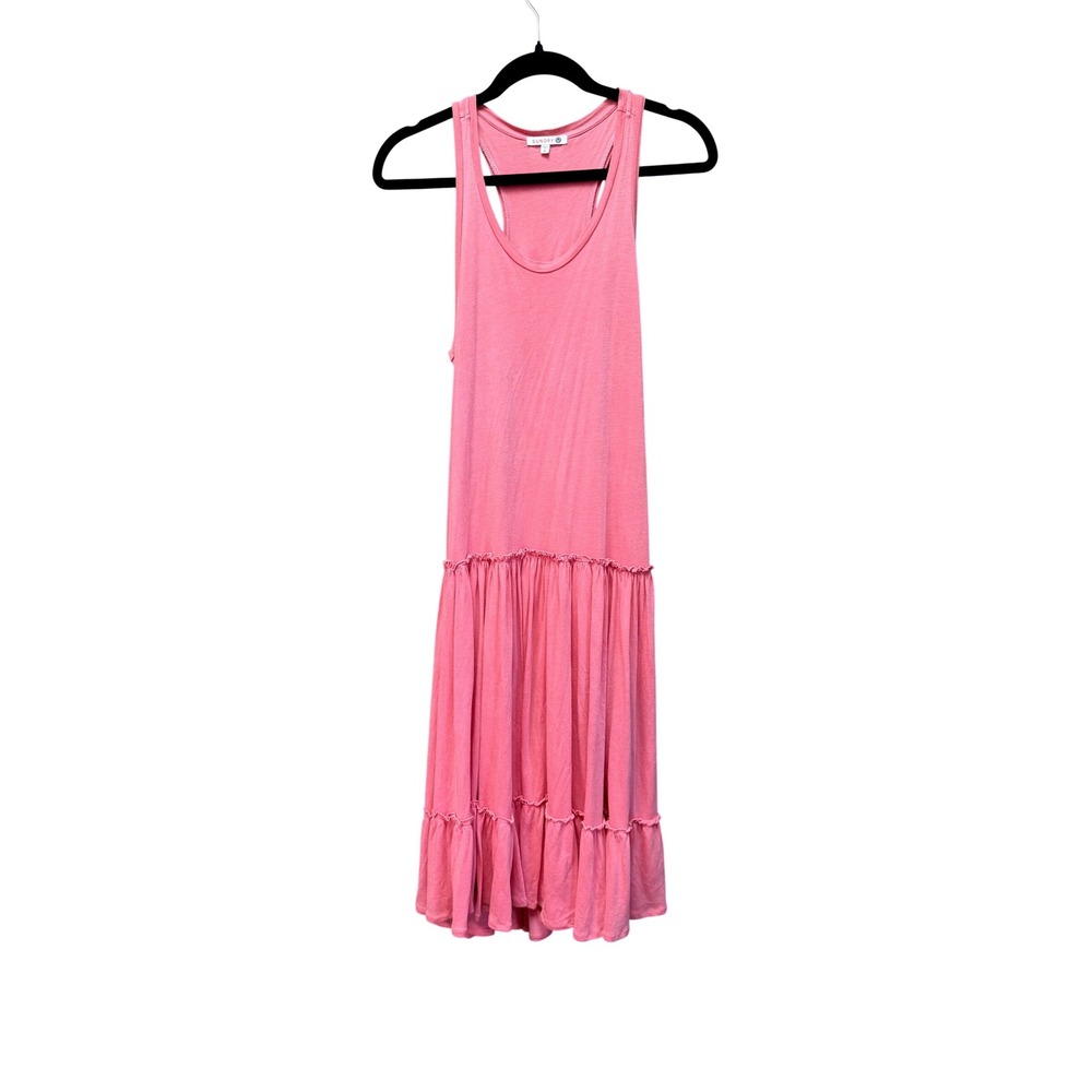 Sundry Pink Racerback Tiered Ruffle Midi Dress Size 0 XS Made in USA